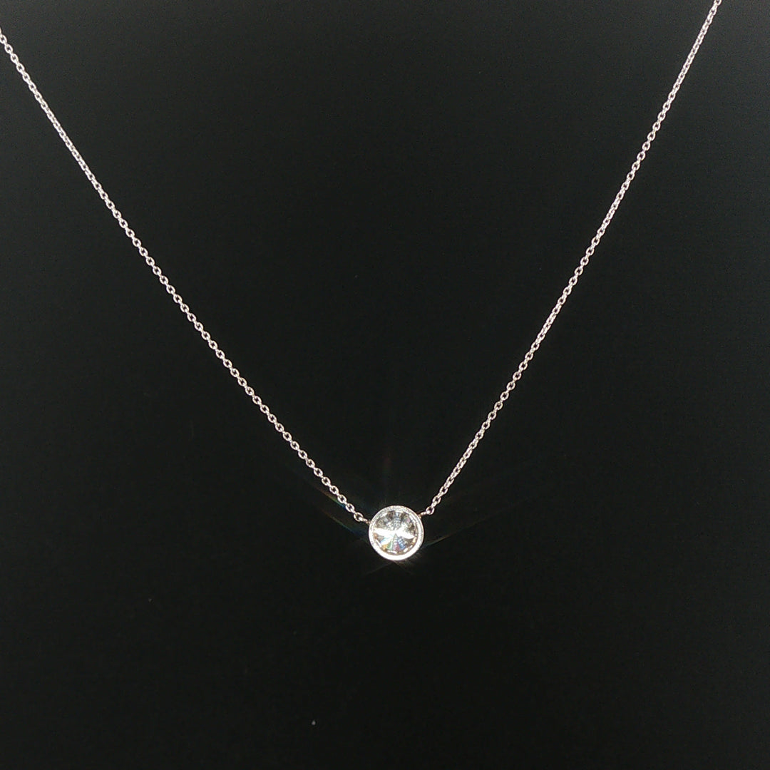 Brand New 1ct Natural Diamond Bezel Set Pendant Necklace in 14k Gold