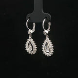 18k White Gold and 1.25cttw Diamond Vintage Drop Dangle Earrings 1.25"