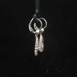 18k White Gold and 1.25cttw Diamond Vintage Drop Dangle Earrings 1.25"