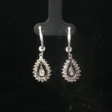 18k White Gold and 1.25cttw Diamond Vintage Drop Dangle Earrings 1.25"