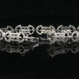 18k White Gold and 2cttw Diamond Vintage Filigree Ladies Bracelet 7.25"