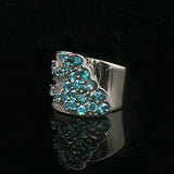Sonia B 14k White Gold Aquamarine and Diamond 16g Heavy Wrap Ring Size 7