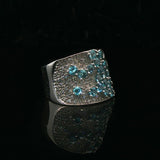 Sonia B 14k White Gold Aquamarine and Diamond 16g Heavy Wrap Ring Size 7