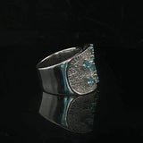 Sonia B 14k White Gold Aquamarine and Diamond 16g Heavy Wrap Ring Size 7