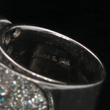 Sonia B 14k White Gold Aquamarine and Diamond 16g Heavy Wrap Ring Size 7