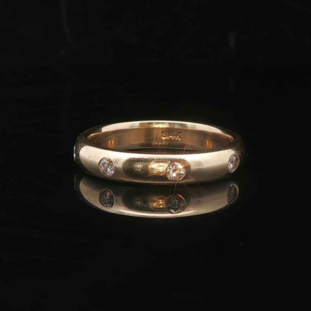 14k Yellow Gold and 0.32cttw Flush Set Diamond 4mm Eternity Band Size 7.5