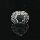 Effy Bita 14k White Gold Sapphire and Diamond 11.5g Ladies Ring Size 7