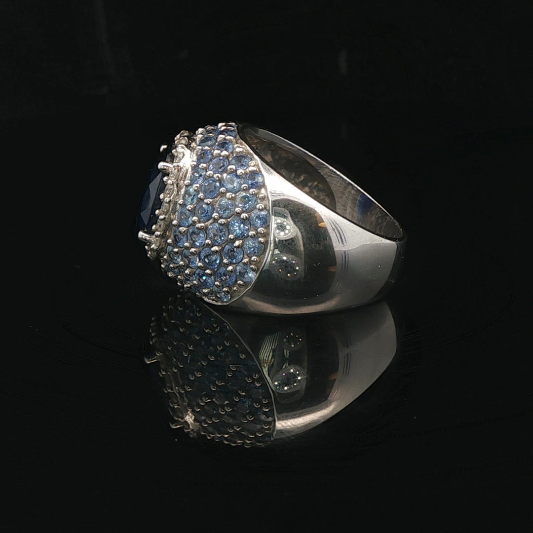 Effy Bita 14k White Gold Sapphire and Diamond 11.5g Ladies Ring Size 7