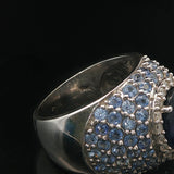 Effy Bita 14k White Gold Sapphire and Diamond 11.5g Ladies Ring Size 7