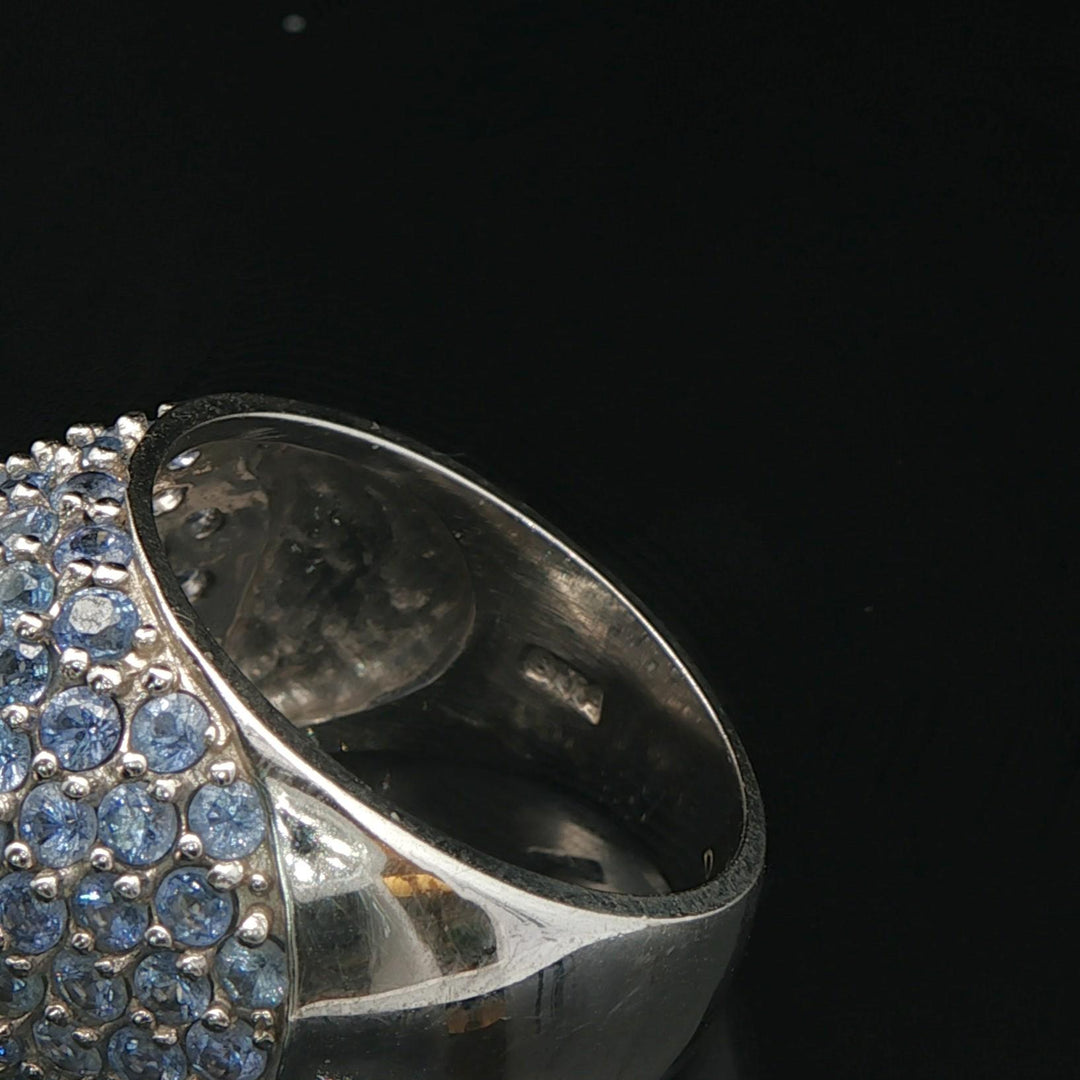 Effy Bita 14k White Gold Sapphire and Diamond 11.5g Ladies Ring Size 7