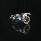 Sonia B 14k White Gold Blue Sapphire and Diamond Ladies Swirl Ring Size 7