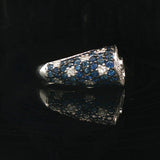 Sonia B 14k White Gold Blue Sapphire and Diamond Ladies Swirl Ring Size 7