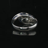 Sonia B 14k White Gold Blue Sapphire and Diamond Ladies Swirl Ring Size 7