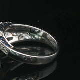 Sonia B 14k White Gold Blue Sapphire and Diamond Ladies Swirl Ring Size 7