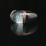 Hematite 14k White Gold Diamond and Aqua Ladies Ring Size 7