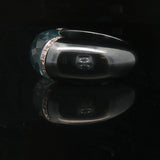 Hematite 14k White Gold Diamond and Aqua Ladies Ring Size 7