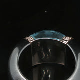 Hematite 14k White Gold Diamond and Aqua Ladies Ring Size 7
