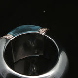 Hematite 14k White Gold Diamond and Aqua Ladies Ring Size 7