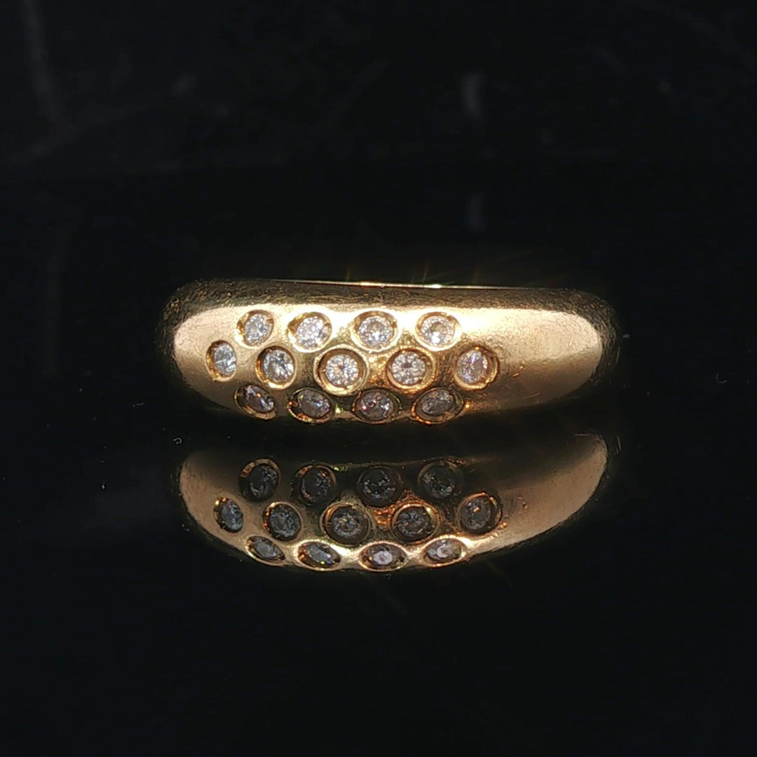 18k Yellow Gold and 0.39cttw Diamond Ladies Dome Ring Size 5