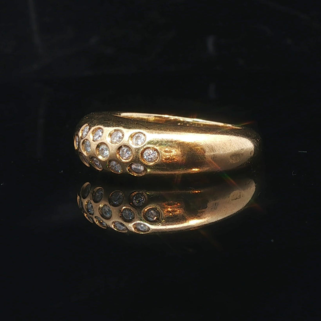 18k Yellow Gold and 0.39cttw Diamond Ladies Dome Ring Size 5