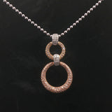 14k White Yellow and Rose Gold 0.50cttw Pave Diamond Circle Pendant Necklace 16"