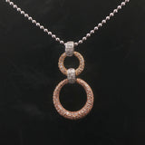 14k White Yellow and Rose Gold 0.50cttw Pave Diamond Circle Pendant Necklace 16"