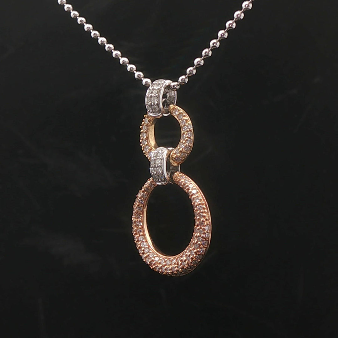 14k White Yellow and Rose Gold 0.50cttw Pave Diamond Circle Pendant Necklace 16"
