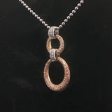 14k White Yellow and Rose Gold 0.50cttw Pave Diamond Circle Pendant Necklace 16"