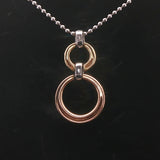 14k White Yellow and Rose Gold 0.50cttw Pave Diamond Circle Pendant Necklace 16"