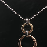 14k White Yellow and Rose Gold 0.50cttw Pave Diamond Circle Pendant Necklace 16"