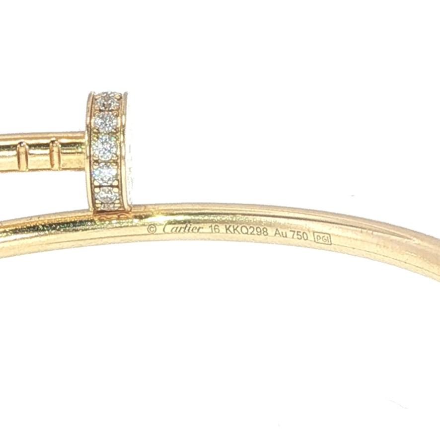 Cartier Just Un Clou 18k Yellow Gold Diamond Small Model Bracelet Size 16 w/Cert