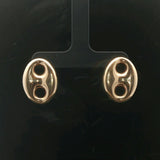 14k Yellow Gold 4g Puffy Mariner Stud Earrings 0.85"