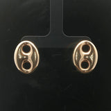 14k Yellow Gold 4g Puffy Mariner Stud Earrings 0.85"