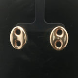 14k Yellow Gold 4g Puffy Mariner Stud Earrings 0.85"