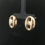 14k Yellow Gold 4g Puffy Mariner Stud Earrings 0.85"