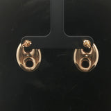 14k Yellow Gold 4g Puffy Mariner Stud Earrings 0.85"