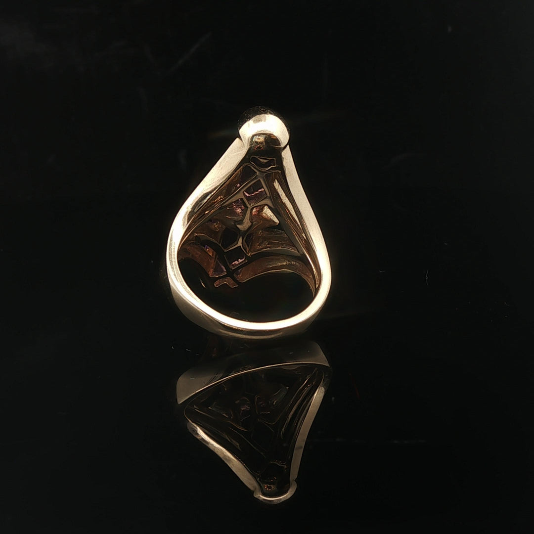 14k Yellow Gold Amethyst and Diamond Ladies Large Vintage Ring Size 6