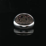 14k White Gold Flush Set Pink Sapphire and Diamond Dome Ring Size 7