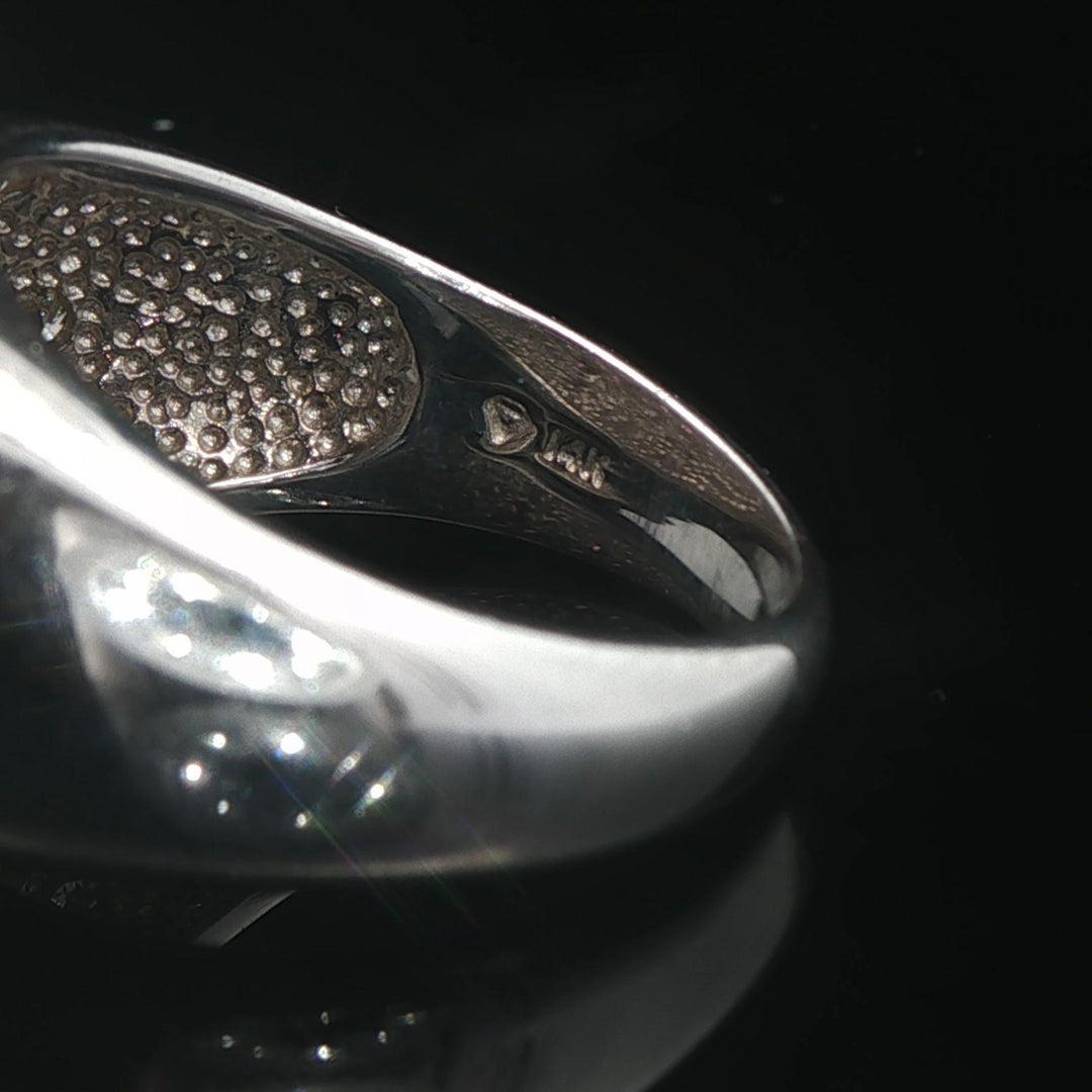 14k White Gold Flush Set Pink Sapphire and Diamond Dome Ring Size 7