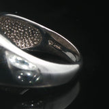 14k White Gold Flush Set Pink Sapphire and Diamond Dome Ring Size 7