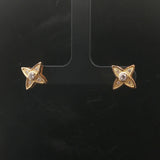 18k Yellow Gold and 0.30cttw Diamond Star Stud Earrings