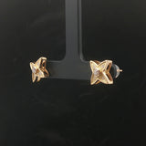 18k Yellow Gold and 0.30cttw Diamond Star Stud Earrings