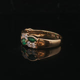 18k Yellow Gold Emerald and Diamond Band Ring Size 5