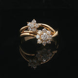 18k Yellow Gold and 0.50cttw Diamond Floral Bypass Ring Size 6
