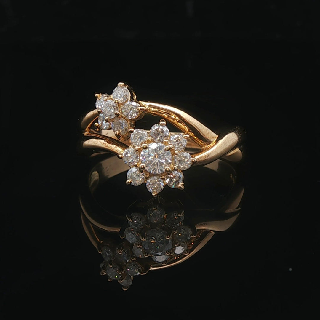18k Yellow Gold and 0.50cttw Diamond Floral Bypass Ring Size 6