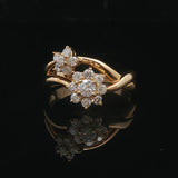 18k Yellow Gold and 0.50cttw Diamond Floral Bypass Ring Size 6