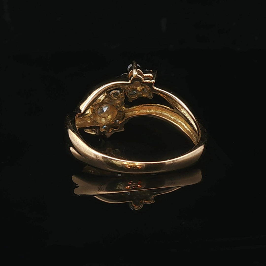 18k Yellow Gold and 0.50cttw Diamond Floral Bypass Ring Size 6