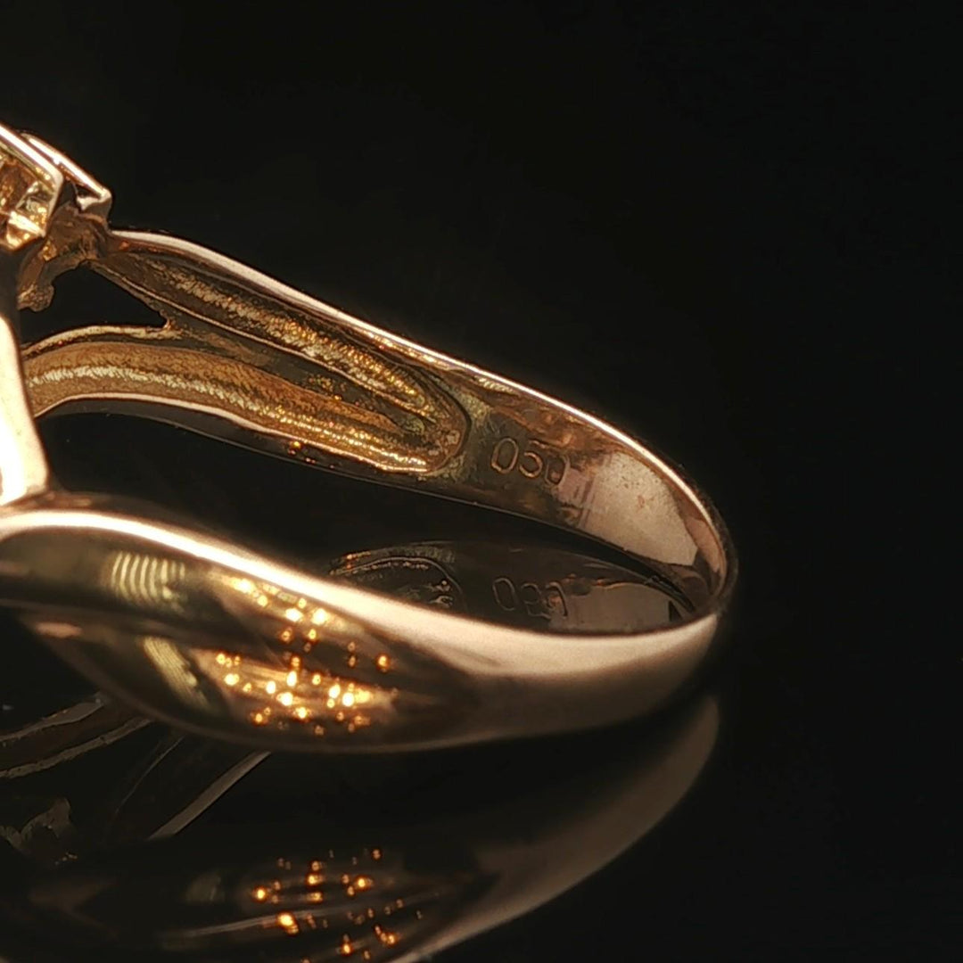 18k Yellow Gold and 0.50cttw Diamond Floral Bypass Ring Size 6