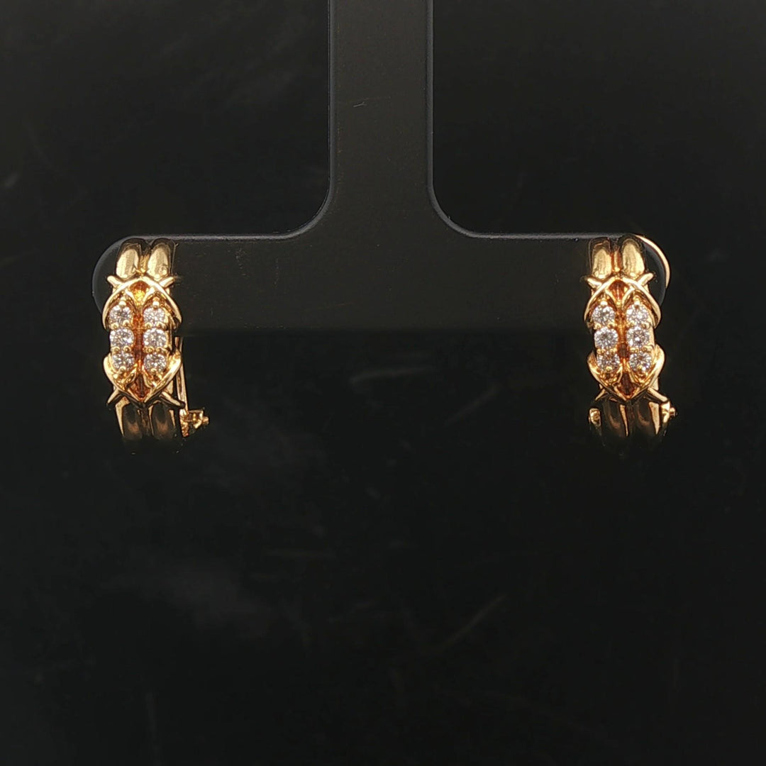 18k Yellow Gold and 0.24cttw Diamond French Back Huggie Earrings