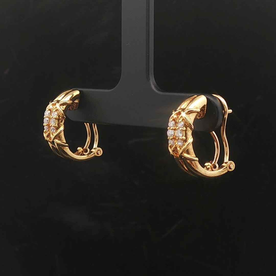 18k Yellow Gold and 0.24cttw Diamond French Back Huggie Earrings